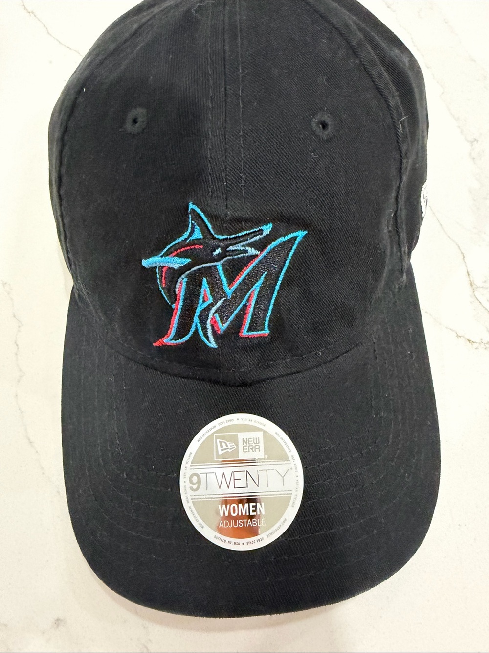 New Era Women’s Black Baseball Cap with Teal and Red Logo